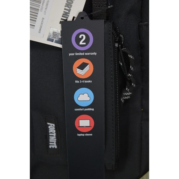 Fortnite Kids 18" Backpack - Black Orange New - Picture 8 of 11